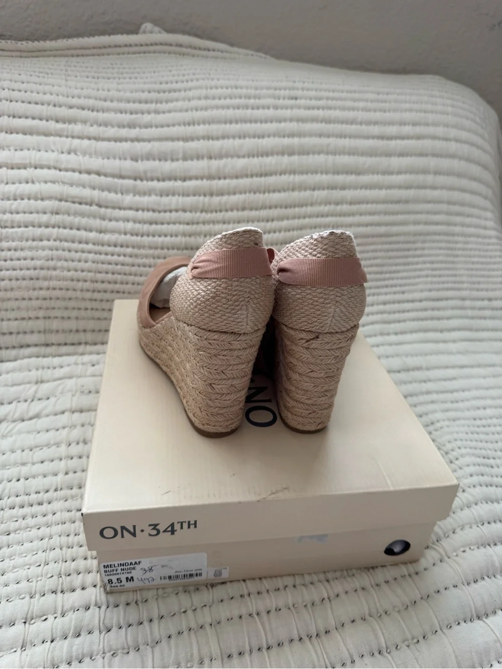 NWT On 34th Melindaa Nude Lace-Up Espadrille Wedges Size 8.5